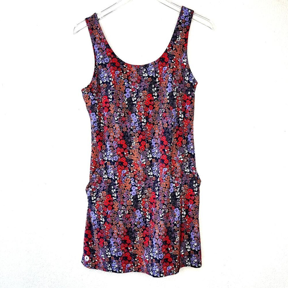 Smartwool Intraknit Active Dress Floral Print SMALL Mini Sleeveless Pockets